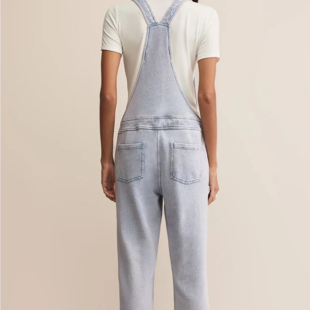 Z supply knit denim overalls washed indigo - Picture 3 of 5